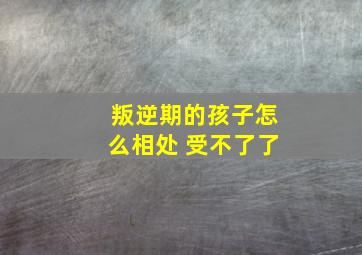 叛逆期的孩子怎么相处 受不了了